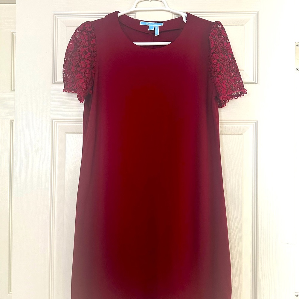 Draper James S Lace Sleeve Shift Dress Cabernet